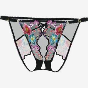 Victoria's secret Very Sexy Dark Blossom Embroidery Crotchless Bikini Panty M